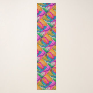 MOLECULAR RAINBOW ROSE Abstract Art Design Scarf