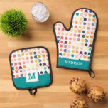 Molecular Structure Pattern Oven Mitt &amp; Pot Holder Set