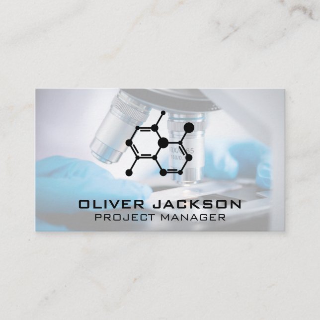 Molecule Icon | Scientist Microscope Business Card (Front)