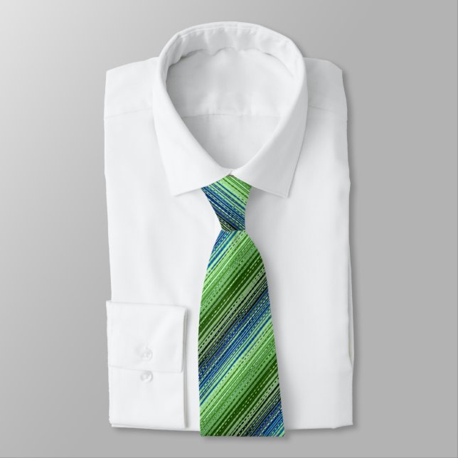Molecule Variegated Striped Kelly & Navy Two-sided Neck Tie (Tied)