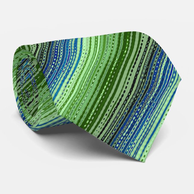 Molecule Variegated Striped Kelly & Navy Two-sided Neck Tie (Rolled)