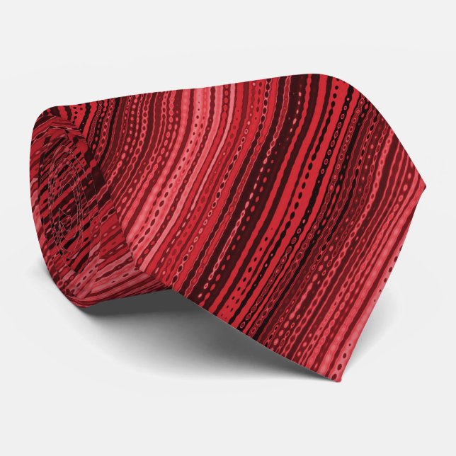 Molecule Variegated Striped Tonal Red Two-sided Neck Tie (Rolled)