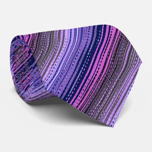 Molecule Variegated Striped Violet Two-sided Neck Tie (Rolled)