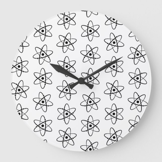 Molecules Atoms Orbit Science Themed Art Pattern Large Clock (Front)