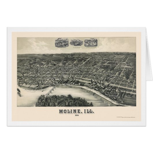 Moline, IL Panoramic Map - 1889 Cards (Front Horizontal)
