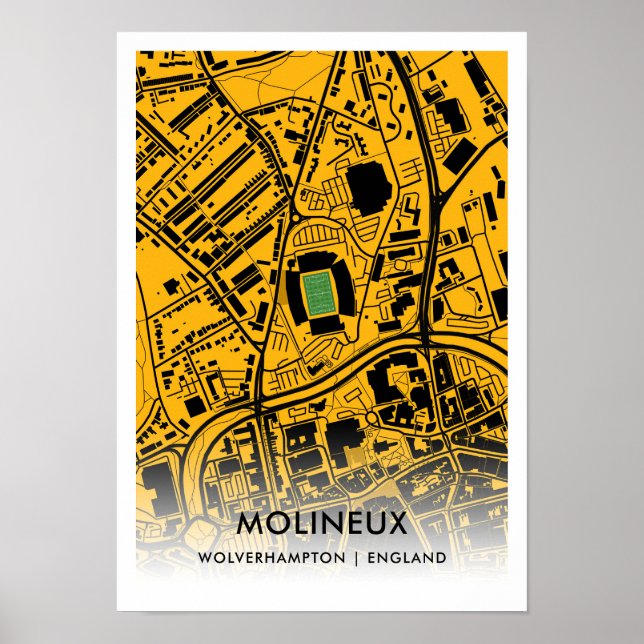 Molineux Stadium Map -  Wolverhampton Wanderers FC Poster (Front)