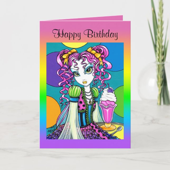 "Molly" Cute Rainbow Soda Shop Fairy Card (Front)