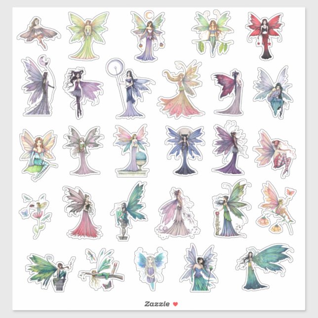 Molly Harrison Fairies Faery Fairy Art Colorful Sticker (Sheet)