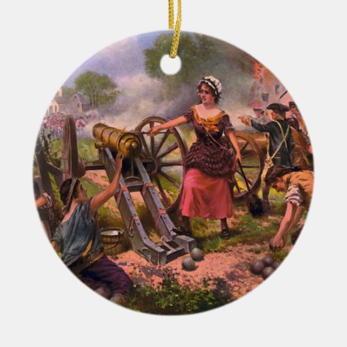 Molly Pitcher Firing Cannon at Battle of Monmouth Ceramic Ornament
