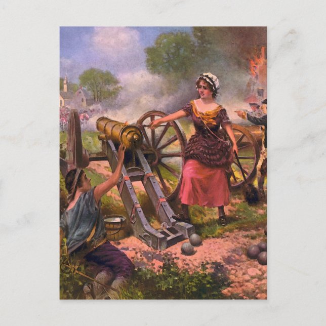Molly Pitcher Firing Cannon at Battle of Monmouth Postcard (Front)