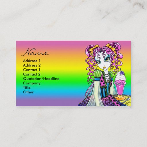 Customizable "Molly" Sherbet Ice Cream Rainbow Fairy Postage Business Card Template