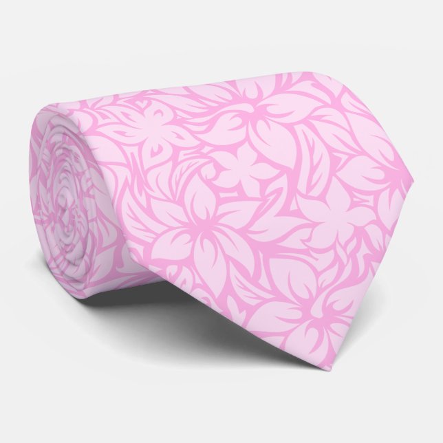 Moloaa Bay Hawaiian Hibiscus Aloha Shirt Print Tie (Rolled)