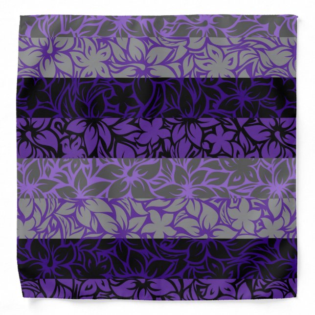 Moloaa Bay Hawaiian Hibiscus Striped Bandana (Front)