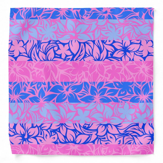 Moloaa Bay Hawaiian Hibiscus Striped Bandana (Front)