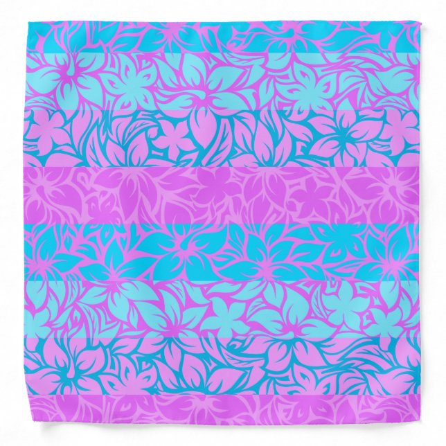 Moloaa Bay Hawaiian Hibiscus Striped Bandana (Front)