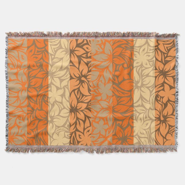 Moloaa Bay Hawaiian Hibiscus Striped Blankets (Front)