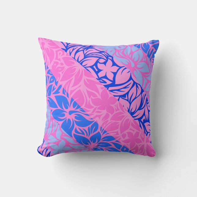 Moloaa Bay Hawaiian Hibiscus Striped Pillows (Front)