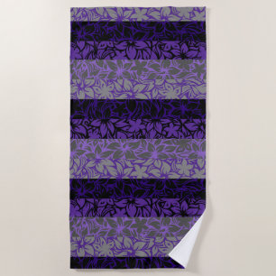 Moloaa Bay Hawaiian Hibiscus Striped - Purple Beach Towel