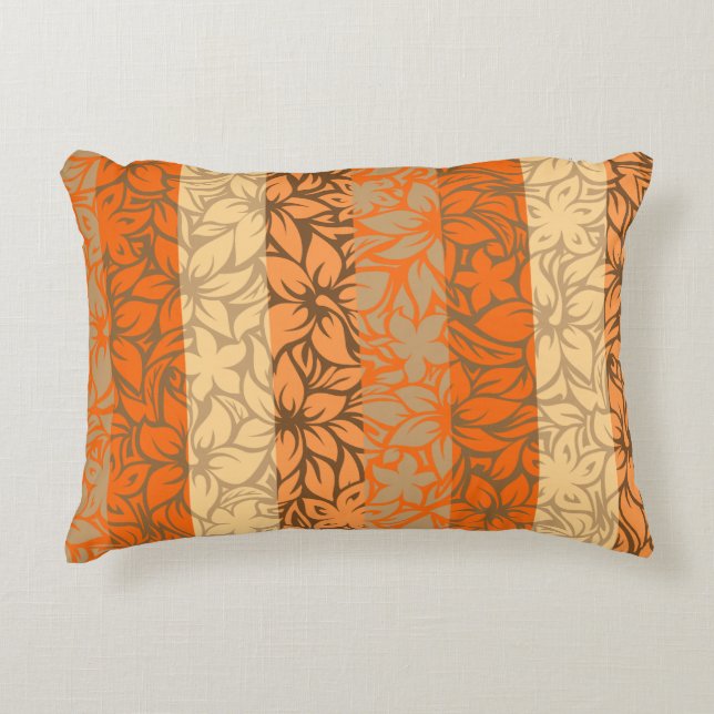 Moloaa Bay Hawaiian Hibiscus Striped Reversible Accent Pillow (Front)