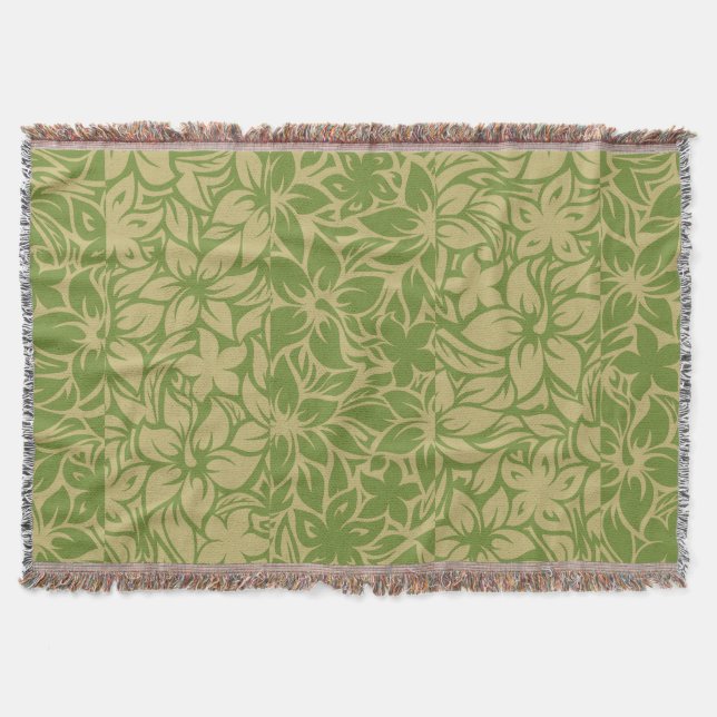 Moloaa Bay Hawaiian Hibiscus Tonal Stripe Blankets (Front)