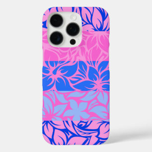 Moloaa Bay Hawaiian Striped Hibiscus Pink Blue iPhone 16 Pro Case