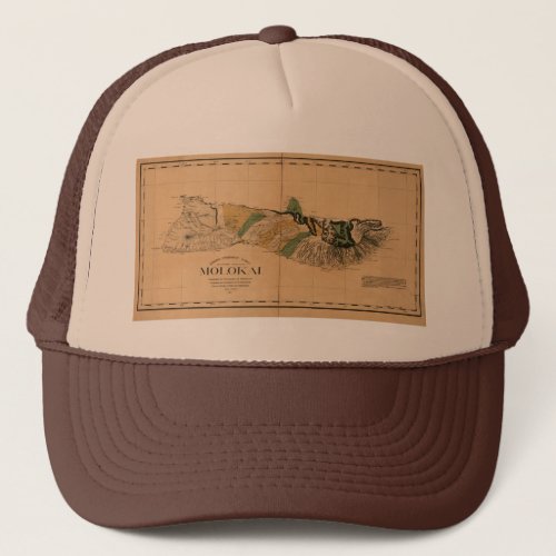 Molokai 1897 Vintage Hawaii Map Trucker Hat