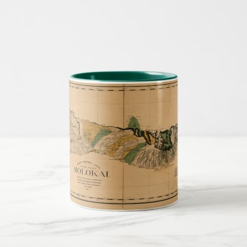 Molokai 1897 Vintage Hawaii Map Two_Tone Coffee Mug
