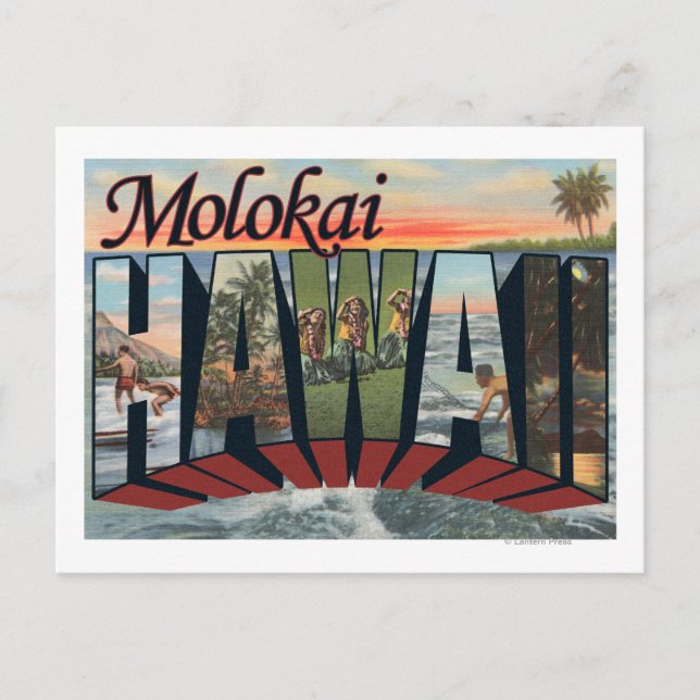 Molokai, Hawaii - Large Letter Scenes Postcard (Front)