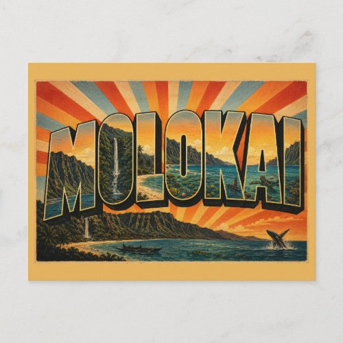 Molokai Hawaii Sea Cliffs Rainforest Reef Art Postcard