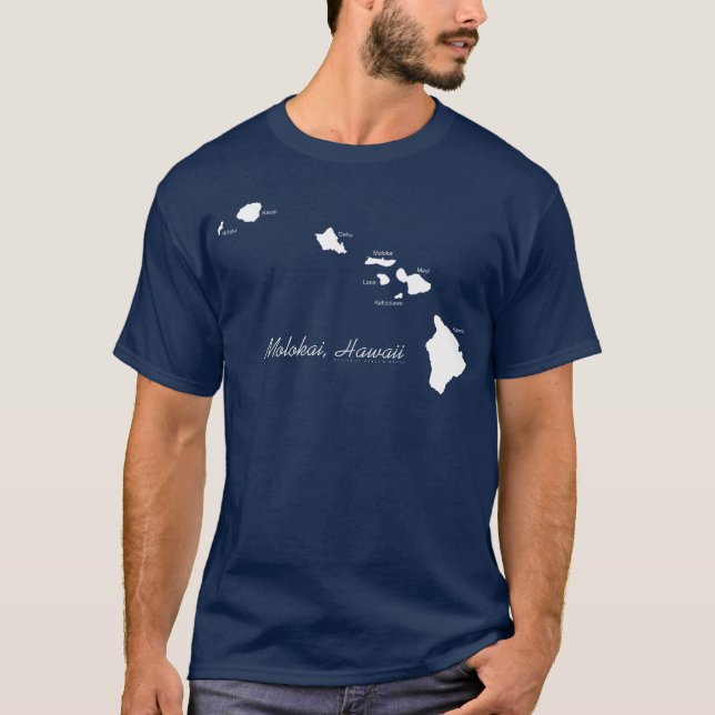 Molokai Hawaii With Hawaiian Islands T-Shirt (Front)