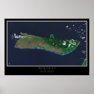 Molokai Island Hawaii Satellite Poster Map