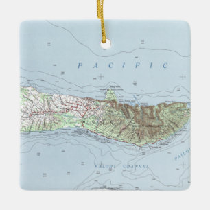 Molokai Vintage Map Ceramic Ornament