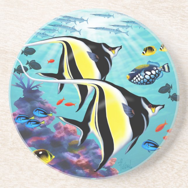 Molokini Cove Hawaiian Angel Fish Tropical Coaster (Front)