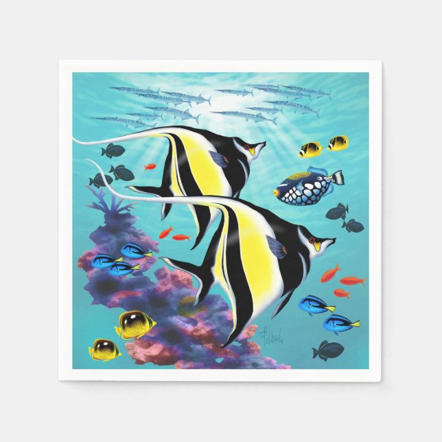 Molokini Cove Hawaiian Angel Fish Tropical Napkins (Front)