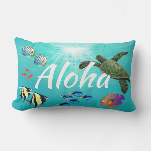 Molokini Cove Hawaiian Sea Turtle  Reversible Lumbar Pillow
