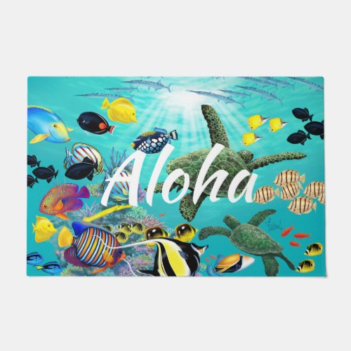 Molokini Cove Hawaiian Tropical Fish Aloha Doormat