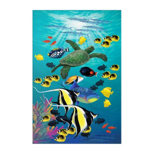 Molokini Cove Hawaiian Tropical Fish Illustration Acrylic Print