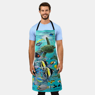 Molokini Cove Hawaiian Tropical Fish Illustration Apron