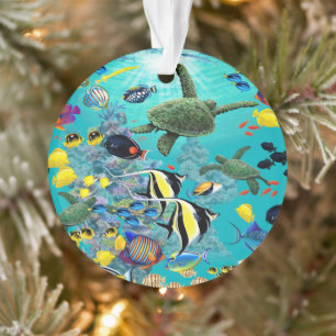 Molokini Cove Hawaiian Tropical Fish Illustration Ornament