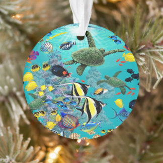 Molokini Cove Hawaiian Tropical Fish Illustration  Ornament