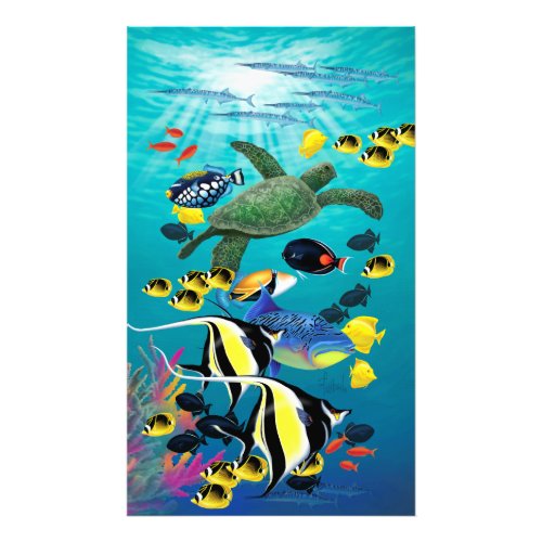 Molokini Cove Hawaiian Tropical Fish Illustration Photo Print