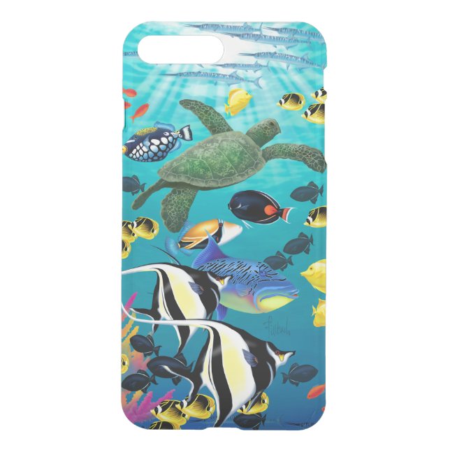 Molokini Cove Hawaiian Tropical Fish Illustration Uncommon iPhone Case (Back)