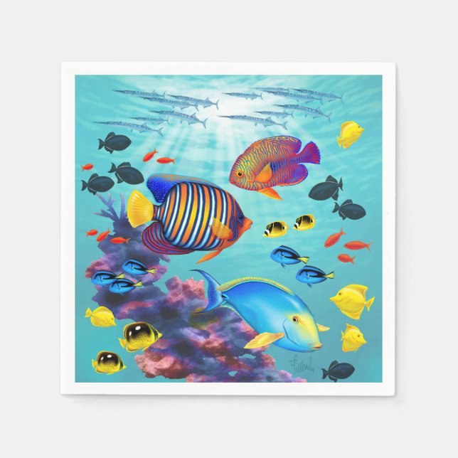 Molokini Cove Hawaiian Tropical Fish Napkins (Front)