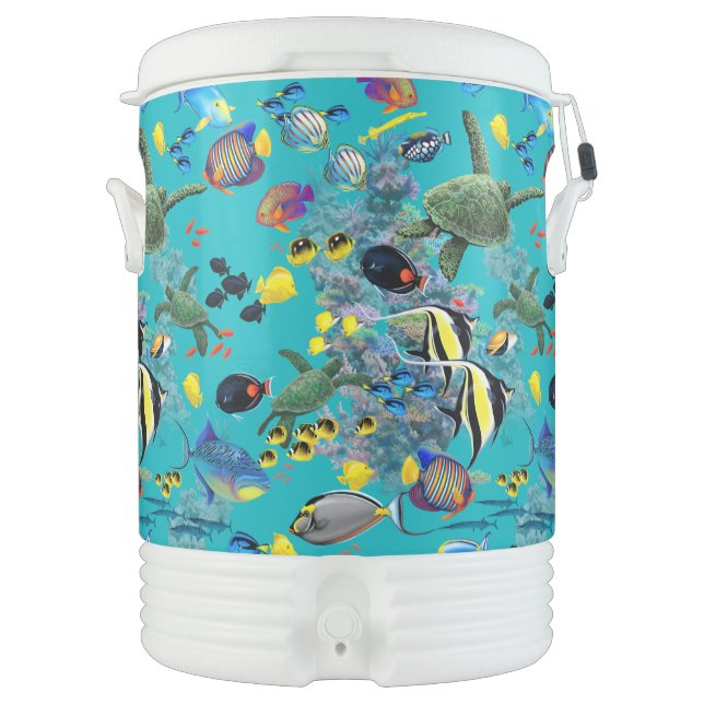 Molokini Cove Hawaiian Tropical Fish Sea Turtle Beverage Cooler (Front)