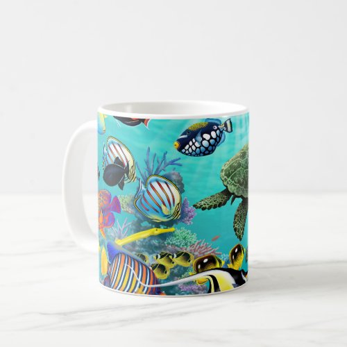 Molokini Cove Hawaiian Tropical Fish Sea Turtle Coffee Mug