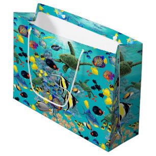 Molokini Cove Hawaiian Tropical Fish Sea Turtle Large Gift Bag