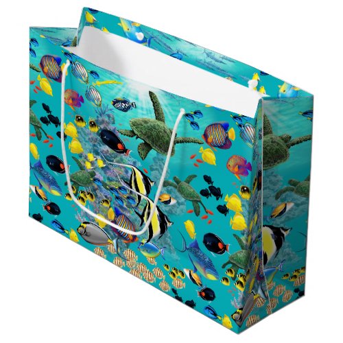 Molokini Cove Hawaiian Tropical Fish Sea Turtle Large Gift Bag