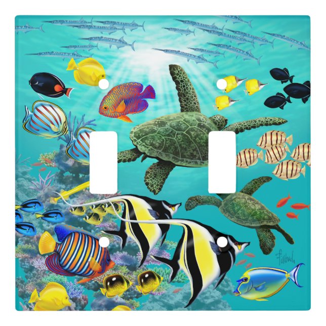 Molokini Cove Hawaiian Tropical Fish Sea Turtle Light Switch Cover (Front)