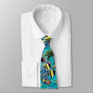 Molokini Cove Hawaiian Tropical Fish Sea Turtle Neck Tie