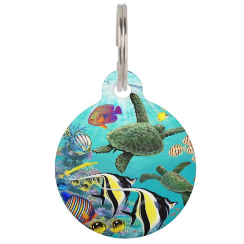 Molokini Cove Hawaiian Tropical Fish Sea Turtle Pet ID Tag